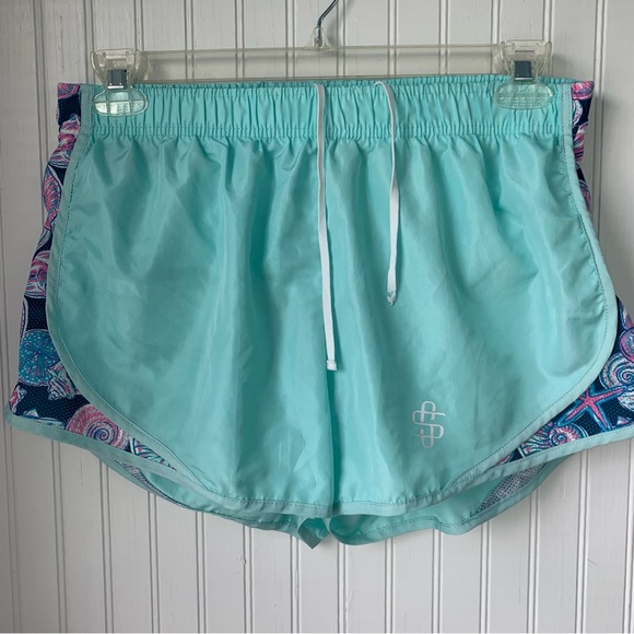 Simply Southern Pants - Simply Southern Blue Athletic Shorts with Curved Hems